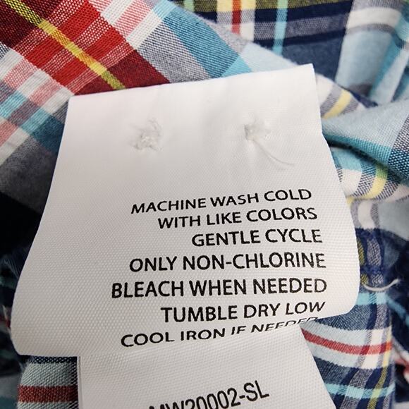 HAWKER RYE Shirt Men M Blue Red Plaid Essential Wash Short Sleeve Stretch Cotton - Picture 7 of 10